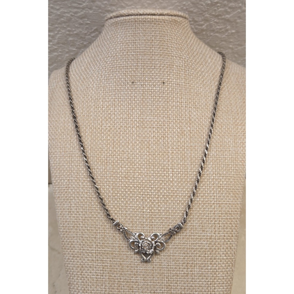 Elegant Vintage Sterling Silver Beverly Hills Silver‎ Co Rose Necklace 18"